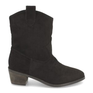 Botin Campero con Tacon Bordado y Cremallera en Negro