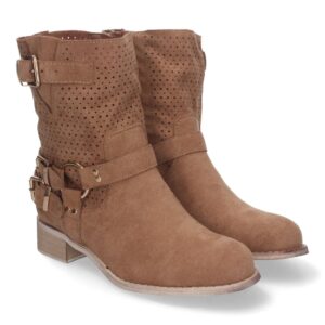 Botines de Mujer con Tacón Bajo y Adornos de Hebillas