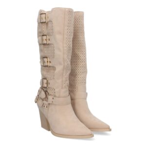 Botines de Mujer con Tacón Bajo y Adornos de Hebillas