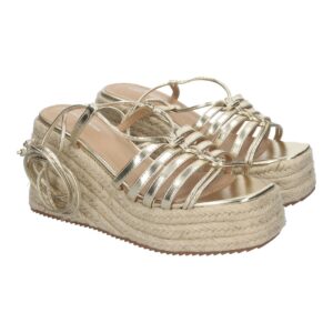 Sandalias con Cuña de Yute, Cómodas y Elegantes en Oro