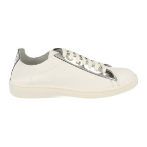 Zapatilla para Mujer de Piel con Cordones en Plata