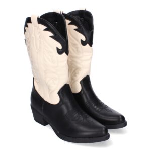 Botas Cowboy para Mujer con Detalles en la Caña en Negro