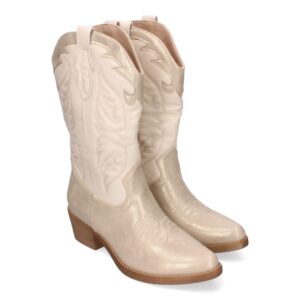 Botas Cowboy para Mujer con Detalles en la Caña en Oro