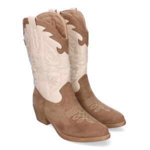Botas Cowboy para Mujer con Detalles en la Caña en Kaki