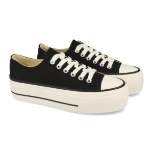 Zapatilla de Plataforma con Cordones en Negro