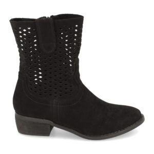 Botin de Tacon Bajo con Calados en Negro