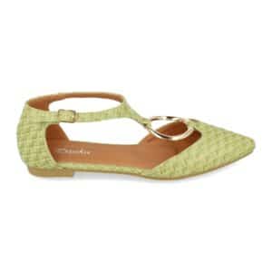 Sandalia Plana con Hebilla en Verde