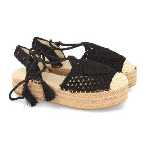 Sandalias de Plataforma con Yute en Negro