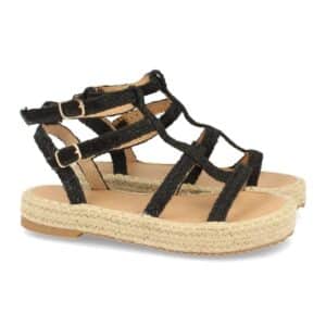 Sandalia de Yute con Hebillas en Negro