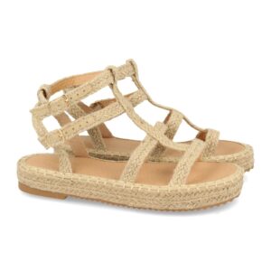 Sandalia de Yute con Hebillas en Beige