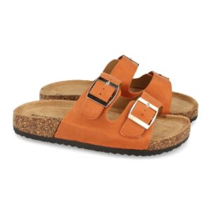 Sandalia de Plana Bio con Hebillas en Naranja