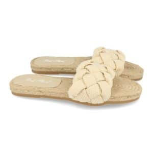 Sandalia de Yute con Strass en Pala en Beige