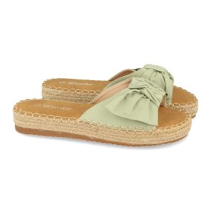 Sandalia Plana con Yute y Lazo en Verde