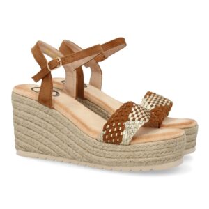 Sandalias de cuña de yute para mujer, cómodas