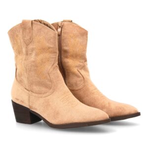 Botín cowboy mujer con bordados laterales en Kaki