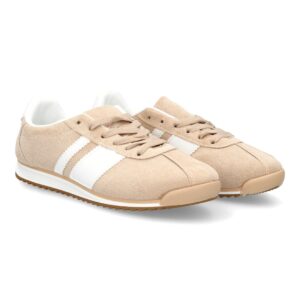 Zapatilla retro con suela dentada en Beige