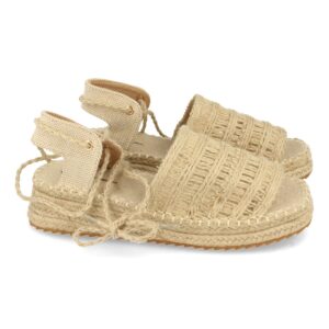 Sandalia de Yute con Pala de Rafia en Beige