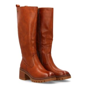 Bota alta mujer tacón medio en Camel