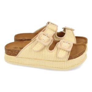 Sandalia de Plataforma con Hebillas en Beige