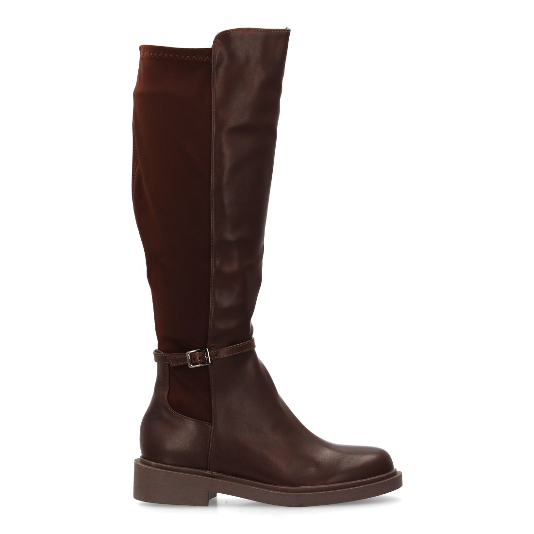 Bota alta elástica plana para mujer en Marrón - Imagen 2
