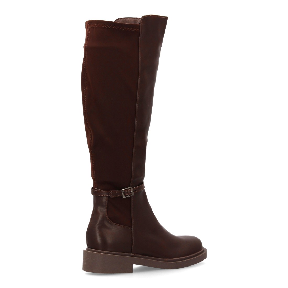 Bota alta elástica plana para mujer en Marrón - Imagen 4