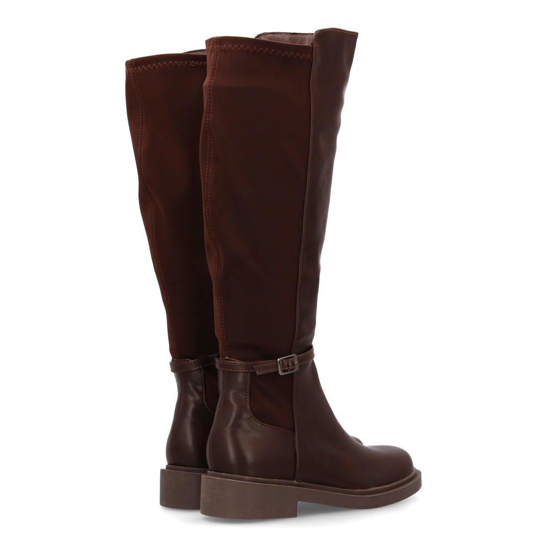 Bota alta elástica plana para mujer en Marrón - Imagen 5