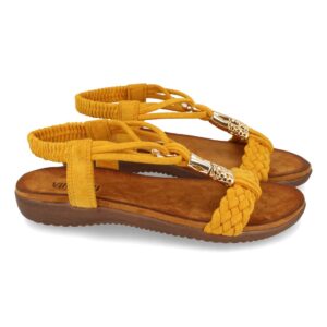 Sandalia Plana Cómoda con Elástico en Amarillo
