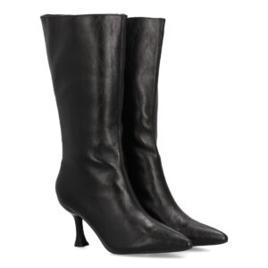 Bota alta con tacón fino para mujer en Negro