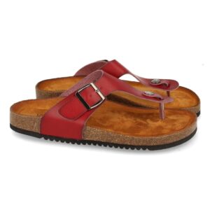 Sandalia Plana Anatomica con Hebilla en Rojo