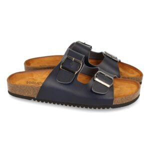 Sandalia Plana Anatomica con Hebillas en Azul