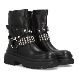 Botas con tachuelas y aro lateral en Negro