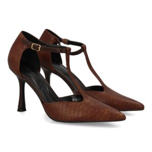 Zapato de salón con tacón alto y punta afilada en Marrón