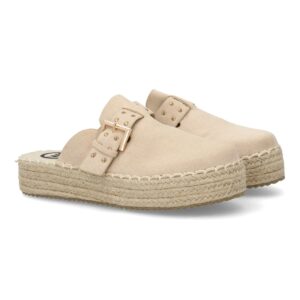 Zuecos con plataforma de yute para mujer en Beige