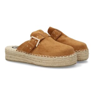 Zuecos con plataforma de yute para mujer en Camel