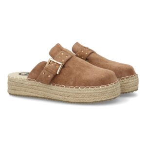 Zuecos con plataforma de yute para mujer en Kaki