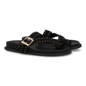 Sandalias planas con tiras cruzadas para mujer en Negro