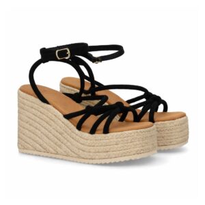 Sandalias de cuña con tiras cruzadas en Negro