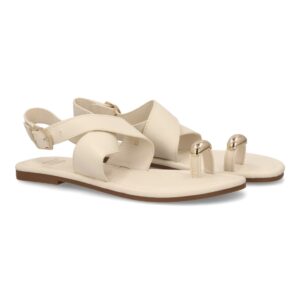 Sandalias planas elegantes mujer con adorno metálico