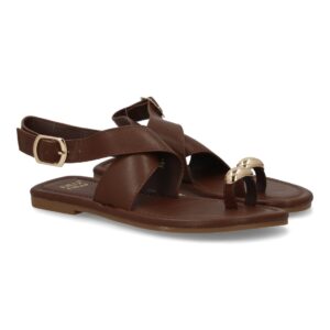 Sandalias planas elegantes mujer con adorno metálico