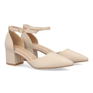 Zapato tacón cómodo elegante para mujer en Beige