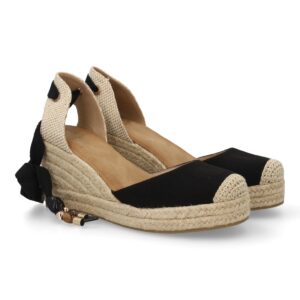 Sandalia valenciana cuña yute para mujer en Negro