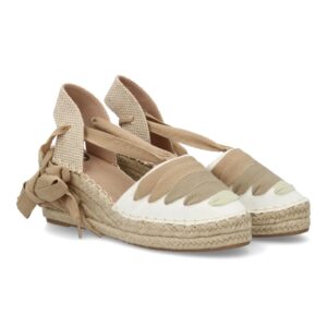 Alpargata valenciana cuña lazada para mujer en Kaki