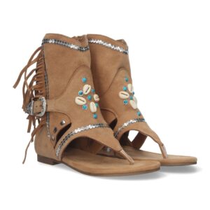 Sandalia Plana para Mujer, Tipo Esclava en Camel