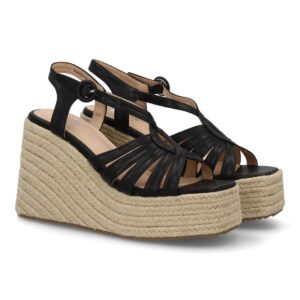Sandalia cuña plataforma mujer cómoda en Negro