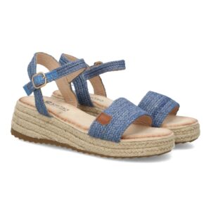Sandalias para mujer de Verano con Cuña de Yute en Azul