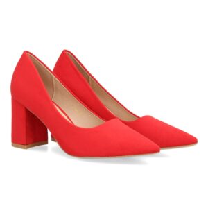 Zapato de Tacon con Punta Fina en Rojo
