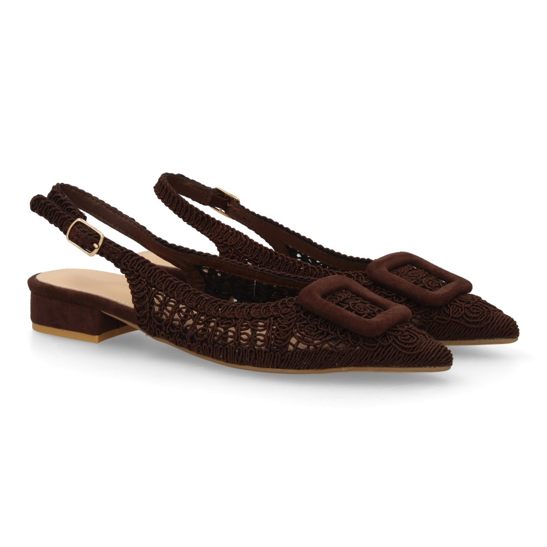 Zapato destalonado tejido elegante mujer en Marrón