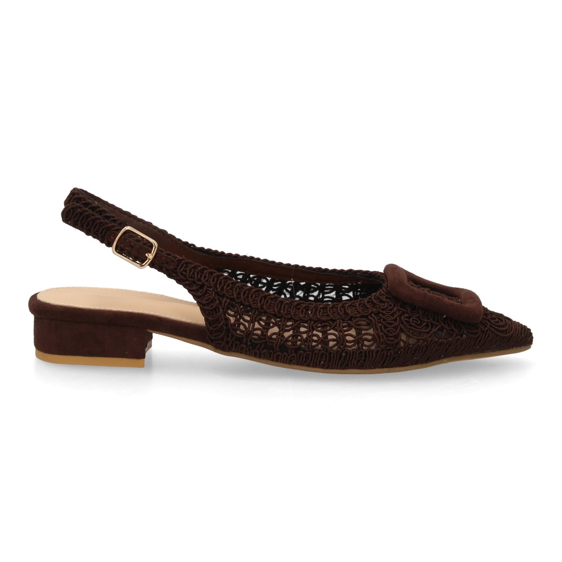Zapato destalonado tejido elegante mujer en Marrón - Imagen 2
