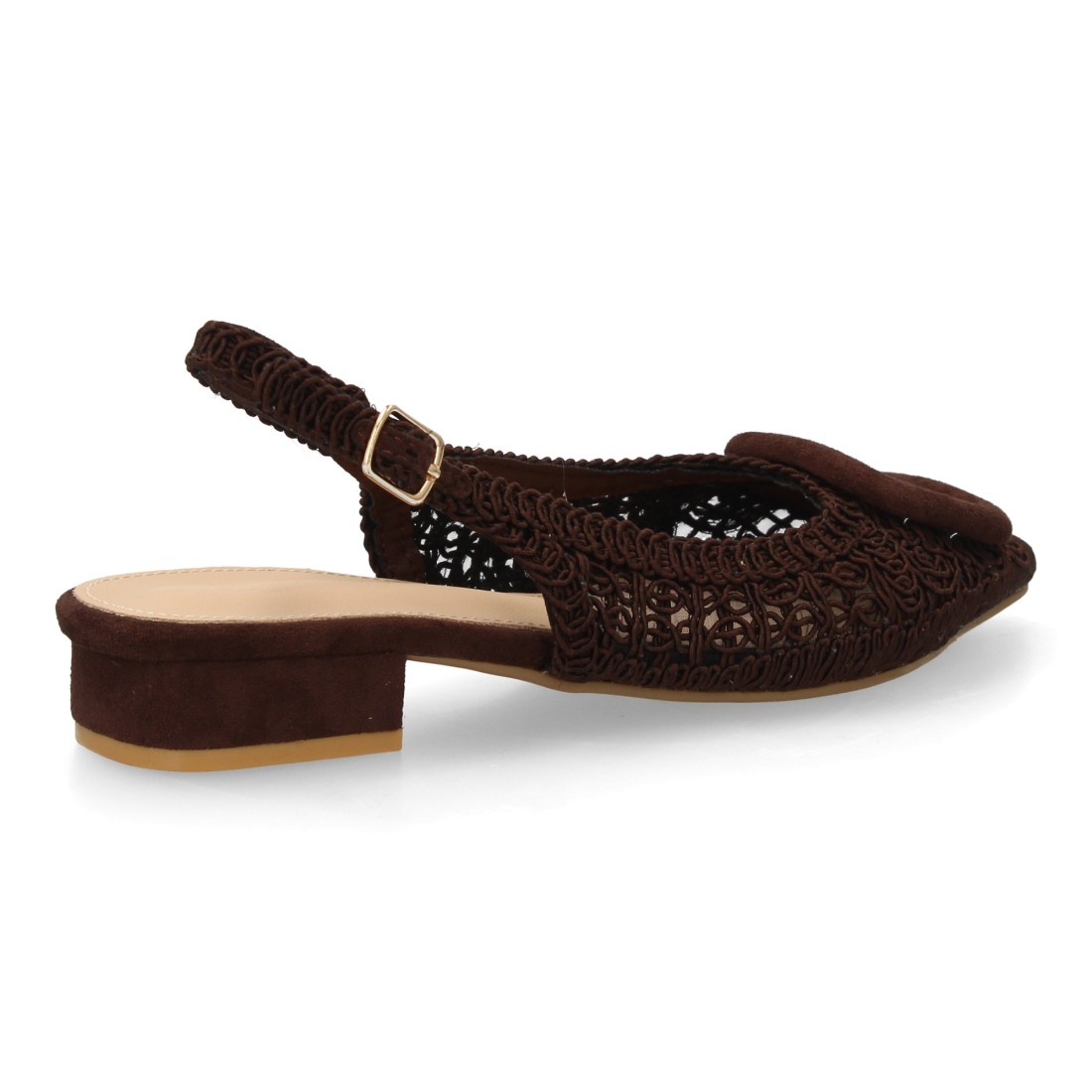 Zapato destalonado tejido elegante mujer en Marrón - Imagen 4
