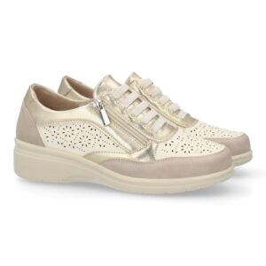 Zapatillas mujer cuña con cremallera cómodas y calados
